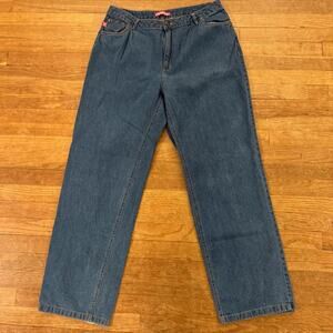 Woman With an medium wash high-rise wide leg jeans pants size 16
 b62